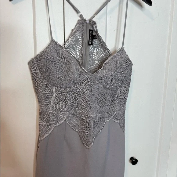 Fashion Nova grey Lace Halter mini dress - medium- adjustable straps - Picture 2 of 4